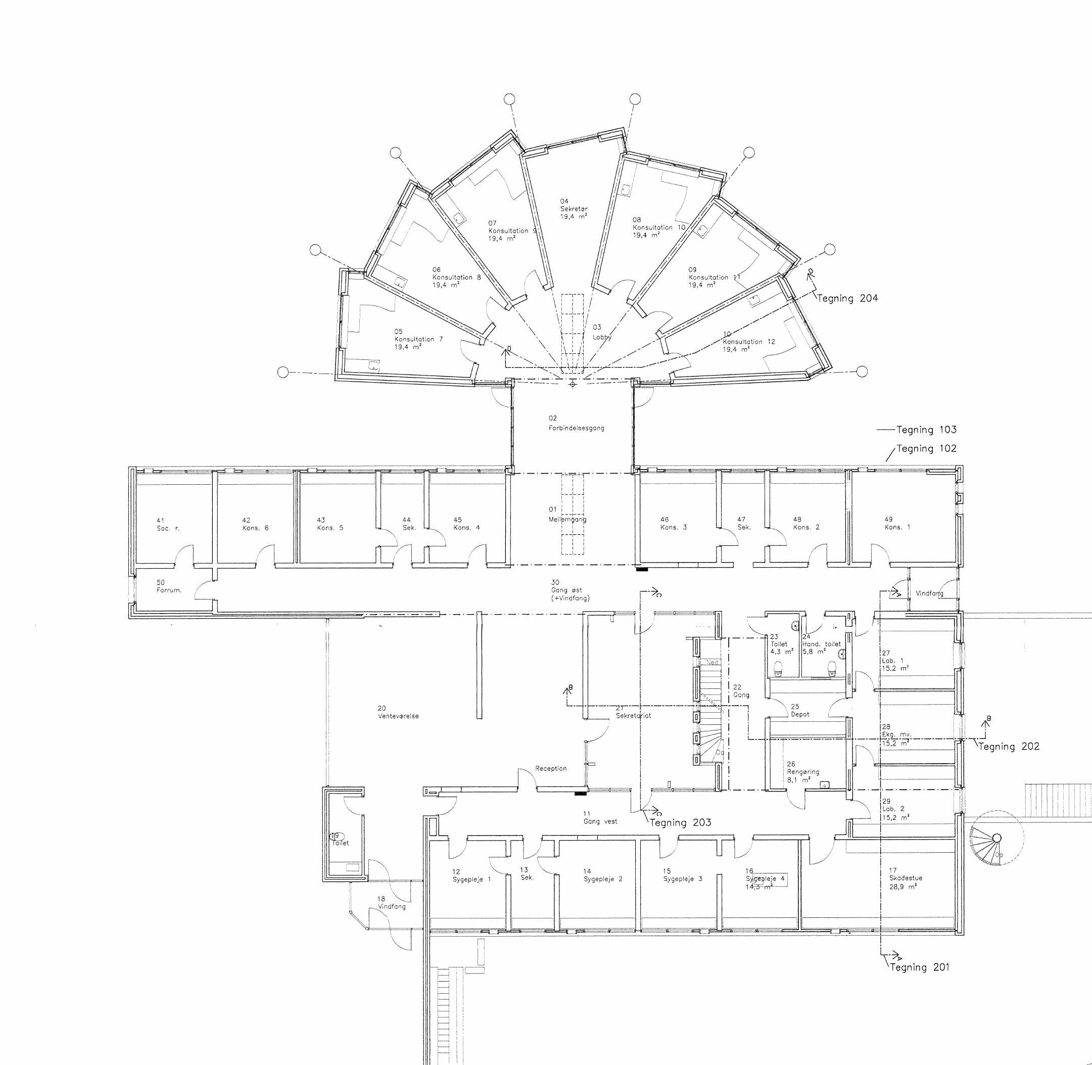 Plantegning over lægehuset